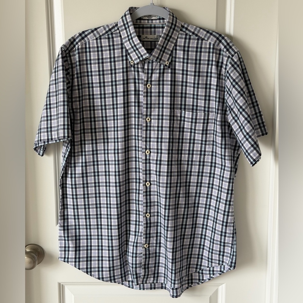 Peter Millar Smart Casual Plaid Short Sleeve Shirt - L